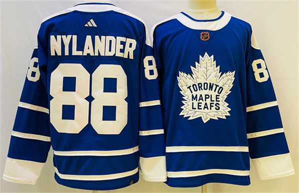 Mens Toronto Maple Leafs #88 William Nylander Blue 2022 Reverse Retro Stitched Jersey